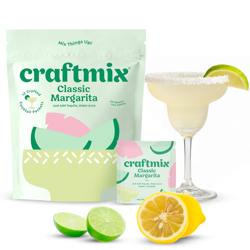 Craftmix Classic Margarita Cocktail & Mocktail Drink Mixer, Skinny Mixes - Water Flavoring Packets - Made With Real Fruit - Vegan, Low-Carb, Low-Sugar, Non-GMO, Dairy Free, Gluten Free, 12 Pack - Image 1